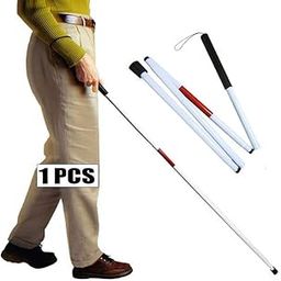 Mybow Folding Blind Walking Stick White Cane for The Blind Person Mobility Guide Cane Reflective Red - 49 inch Collapsible Aluminum Canes Equipment for Blind People and Vision Impaired-picture-1