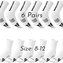 6 Pairs Men's Athletic Sports Socks, Athletic Socks for Men - Comfortable, Durable, Breathable, Sweat-Wicking - Running, Basketball, Tennis, Gym-image-68