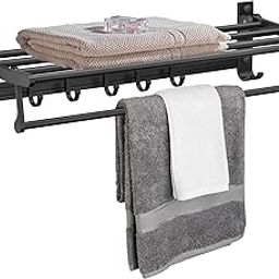 Plantex Space Aluminum Folding Towel Rack/Towel Stand/Hanger/Bathroom Accessories (24 Inches, Black-Matt)-image-69