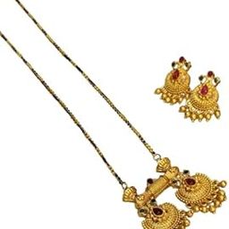 Matt Gold Plated Long Mangalsutra With Earring/Vati Pendent For Women & Girls_30A-image-32