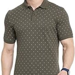 Men Geometric Printed Polo Collar Cotton T-Shirt-image-1