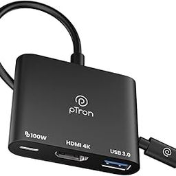 pTron Nexo 3 in 1 Type C to HDMI Adapter, Multiport USB C Hub with 4K@30Hz, USB 3.0 @ 5 Gbps, 100W PD Charging Port for Laptop, MacBook, PC and Other Type C Devices (Black)-image-67