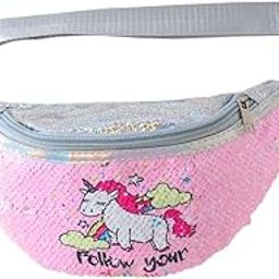 Unicorn Fanny Pack Waist Bag Pouch for Girls Kids | Waist Belt Bags | Travel Sequins Glitter Waist Bag for Gift | Girls Kids Unicorn Bag Party Fanny Packs Waist Pouch-20