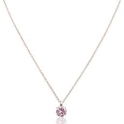 Rose Gold Plated Chain with Beautiful Large Single Pink Cubic Zirconia (American Diamond) Stone Pendant Necklace for Women/Girl-image-4