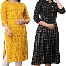 NiddleWoman Women's Anarkali Maternity Kurta |Easy Breast Feeding | Breastfeeding Kurti Western Dress with Zippers for Nursing Pre and Post Pregnancy | Pregnant Lady Dress-image-60