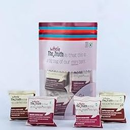 The Whole Truth - Mini Protein Bars | The Chocolate Party (4 Double Cocoa Mini Bars & 4 Coffee Cocoa Mini Bars) | Pack of 8 x 27g each | Sugar free | No Preservatives | All Natural-0