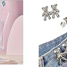 M.F.H 1PC Long Straw Cleaner Brush,Reusable and Soft Plastic Straw Cleaning Brush Crevice,bottels, Cup, Straw, ect and Detachable Jeans Button Cute Bear Button Pins for Jeans (Pack of 2) Combo-image-27