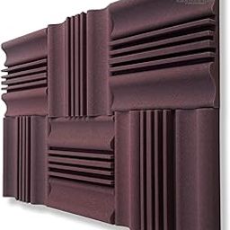 YGM Acoustic Foams® Wave Diffuser Premium Studio Absorption Foam Wall Panel - PACK of 6, Brown Coffee, 12'' X 12'' X 2'' Broadband Sound Absorber - Periodic Groove Structure (Pack Of 6 (Coffee Brown))-image-1