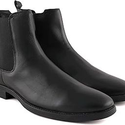 Men's Black Leather Chelsea Boots Side-Zip Extra Cushion Inner Sole-image-36