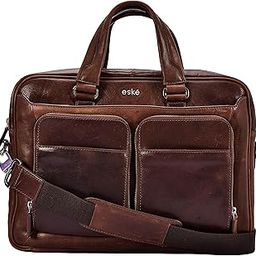 Colton Vintage Leather Laptop Briefcase for Men | Fits 15-Inch Laptop | Multi-Pocket Office Bag with 7 Zip Pockets, Card Slots, Pen & USB Holders, Trolley Strap, Adjustable Shoulder Sling-image-43