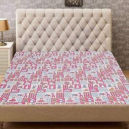 Kuber Industries Cartoon Design PVC Waterproof Double Mattress Protector (CTKTC032201, Pink, 6 ft x 6.5 ft)-image-33