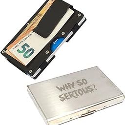 Black Metal Wallet Money Clip with Silver Why So Serious Card Holder-image-26