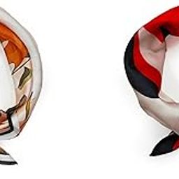 Satin Silk Small Square Scarf for Women, Printed Soft and Comfy Neck Head Tie Scarf Bandana Pack of 2 (Lady in the Sun & Senorita)-image-95