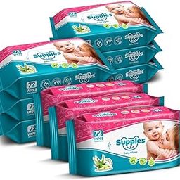 Supples Baby Wet Wipes with Aloe Vera and Vitamin E - 72 Wipes/Pack (Pack of 9)-image-39
