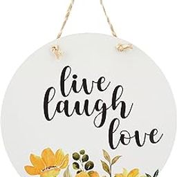 Amazon Brand - Solimo Engineered Wood MDF Wall Hanging For Home Decor | Live Love Laugh, 23 Cm-32