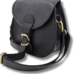 The Thar Rider - Handcrafted Classic Leather Saddle Sling Bag with Magnetic Closure, Black, Black, Small-image-1