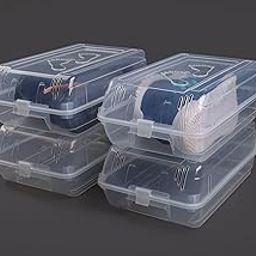 U-Max Stackable Transparent Shoe Storage Box with Locking Lid, Durable Plastic Organizer for Shoes, Plastic Organiser Container (White, 4)-image-55