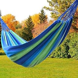 LOMESH Double Wide Hammock Canvas Stripe Hang Bed with Strong Rope,Portable Travel Camping Swing (Multicolor)-image-24