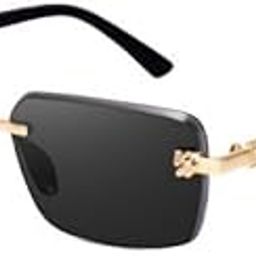 Rimless Unisex Square Rimless Dark Black Lens Retro Stylish Hip Hop Sun Glasses Frameless Rectangle Sunglasses For Men And Women-16