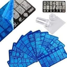H-STYLE STORE Nail Art Stamping Kit, 4 Steel Design Plates with Stamper and Scraper-10