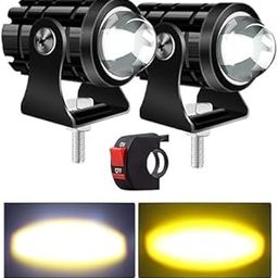 SONSOU Universal Fog Light Lamp Projector Mini driving Lens Spotlight Led for Motorcycle Headlight White and yellow set of 2-11