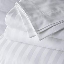 NUMERON Plain White cotton Stripes -King size Bedsheet bedding set - 400 TC soft 1 cm a striped finish | with 2 Pillow Cover | 400 TC King-image-22