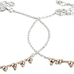 925 Sterling Silver Dual tone Gold and Rose Gold Plated Beaded Chain Anklets (Pair) | Gift for Women and Girls | With Certificate of Authenticity and 925 Hallmark-55