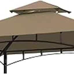Ontheway 5FT x 8FT Double Tiered Replacement Canopy Grill BBQ Gazebo Roof Top Gazebo Replacement Canopy Roof (Brown)-image-68
