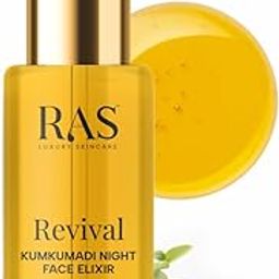RAS Luxury Oils Revival Kumkumadi Night Face Elixir; Enriched With Saffron ; Reduces Signs of Ageing, Wrinkles, and Fine Lines, Hydrates Skin (6 ML)-image-35