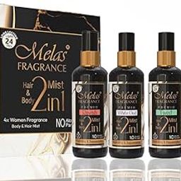 Melas Body & Hair Mist for Women, 2 in 1 Fragrance Travel Size Gift Set of 4 with Ravish, White Oud, Twist & Invite | Long Lasting Perfume Warm & Sweet Scent | Hydrating & Rejuvenating Body Mist w/ Exclusive International Fine Fragrances (Set B, 50 ML Each)-10