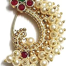 Maharashtrian jewellery traditional nath nose ring Without Piercing Marathi Nose Pin For Women Design 20-17