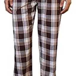 Men Flat Front Regular Fit Checks Pattern Pure Cotton Pyjama-image-80