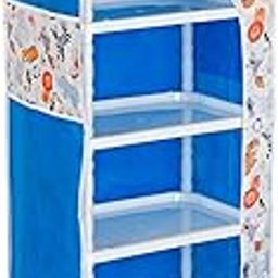 SUBEKYU Baby Wardrobe Plastic Multipurpose 6 Shelve, Foldable, (Unbreakable Material) (Rabbit Pattern - Sky Blue) (Animal White)-image-25