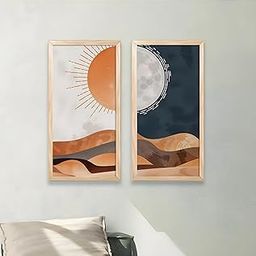 NoWorries Minimal Wall Frames for Living Room/Wall paintings for Home & Office decor (Synthietic Wood Frame) Modern Wall art framed Painting for Home decoration (Set of 2) (SET2-12, 10x19 inches)-image-1