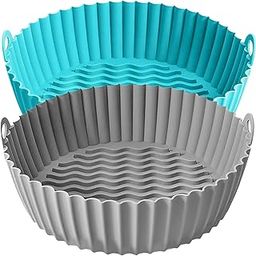 KIFT Silicone Air Fryer Liner Round Reusable, 7.8 inch 20cm 2Pcs Non-Stick circular Pot for 3.4-6.8L Fryers Accessories, Airfryer Liners for Air Fryer Basket Suitable for COSORI, Ninja, Tower and more-16