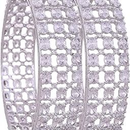 American Diamond Full White Plated CZ Openable Kada/Bangle for Women/Girls Rv2647-image-65
