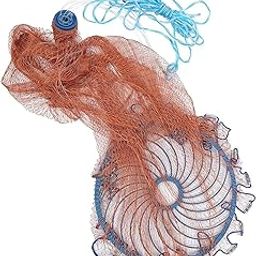 HELLARO™ (8 Feet) Hand Throwing Fishing Net, Manual Lightweight Throw Cast Net with Flying Disc Fishing Tools Nylon High Strength Fishing Net for Ocean, Lake, Pond, River, Stream Fishing-1