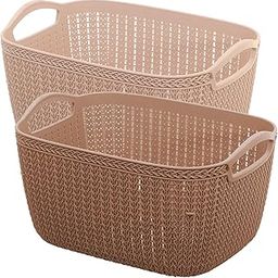 Kuber Industries Unbreakable Multipurpose Storage Basket With Handles Large Size & Flexible Plastic Fruit/Vegetable/Bathroom/Stationary/Home Basket, Pack Of 2 (Assorted Color), Rectangular…-14