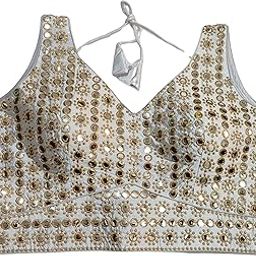 Women's Art Silk Sleeveless Embroidery Jari Work Mirror Handwork Readymade Saree Blouse For Women For Saree And Lehenga Choli (B101)-picture-13