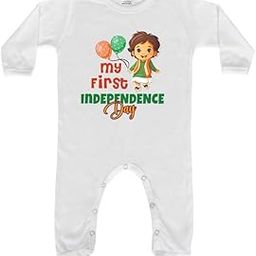 Independence Day Romper | Baby Wear Cotton Rompers with Booties | Full Sleeves Jumpsuit Kids dress | Regular Fit Unisex Sleepsuit | Bodysuit for Baby Boys and Girls 0-18 Months-image-89