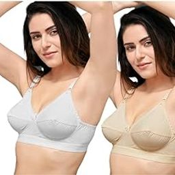 Women's Cotton Brassiere | Non-Padded | Non-Wired | Full Coverage | Regular Bra | 2 Piece | (Combo2_Feather Touch_P)-image-49