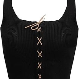 CALANDIS Womens Summer Cross Tied Rope Vest Knitting Sleeveless Crochet Top Black XL | Clothing, Shoes & Accessories | Womens Clothing | Tops & Blouses-image-48