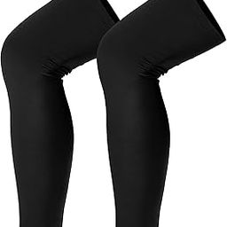 Leg Sleeves - Unisex UV Protection Non-Slip thigh sleeves with Mild Compression Full Length Leg Sleeves for Cycling Running and outdoor Sports (1 Pair) (Black)-picture-10