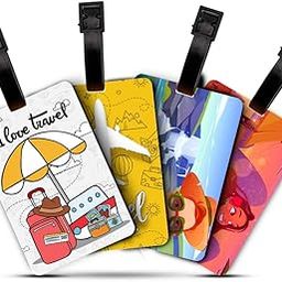 Ultra 3D ID Label Tags for Luggage Suitcase & School Bags Set of 4 - I Love Travel + Travel Time + Selfies Lady + Men-22