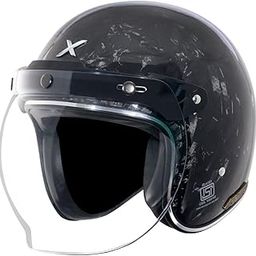 Axor Retro Jet Forged Carbon ISI ECE and DOT Certified, Lightweight Open Face Helmet for Men and Women with Pinlock Fitted Clear Visor and Advanced Ventilation-Black-XL-6