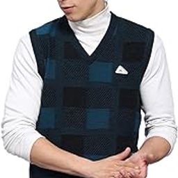 Mens Self Design V Neck Sleeveless Sweater (1243243SL)-image-19