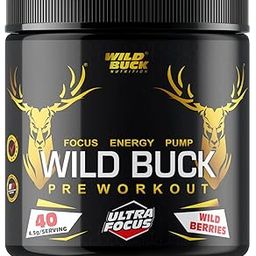 WILD BUCK Ultra Focus Advanced Pre Workout with L-Arginine, L-Citrulline, Creatine, AAKG, Beta Alanine, Theanine & Natural Caffeine for Explosive Muscle Pump, Lean Muscles Building, Strength, Focus & Energy - For Men & Women [40 Servings, Wild Berries]-3