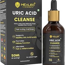 Healeo Uric Acid Cleanse Drops | Cherry, Celery Seed, Nettle Leaf | Supports Uric Acid & Kidney Health | 50ml - 25 Servings-image-39