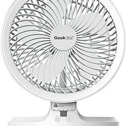 Geek Aire GF6 8 Inch Rechargeable Mini Table Fan with LED Light | Portable, Oscillating & Small Size | Capacitive Touch Control | 4000 mAh Battery | For Travel, Home & Office (White)-image-46