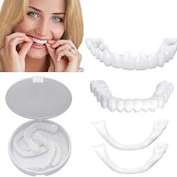 EVOCATIVE Snap-On Instant Perfect Smile Veneers Comfortable Flex Fit Dentures for Top & Bottom Teeth White Tooth Cosmetic Cover-4